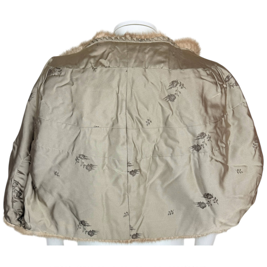 Vintage 1950s Mink Fur Capelet Shrug with Shawl Collar