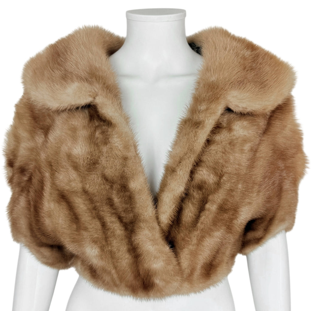 Vintage 1950s Mink Fur Capelet Shrug with Shawl Collar