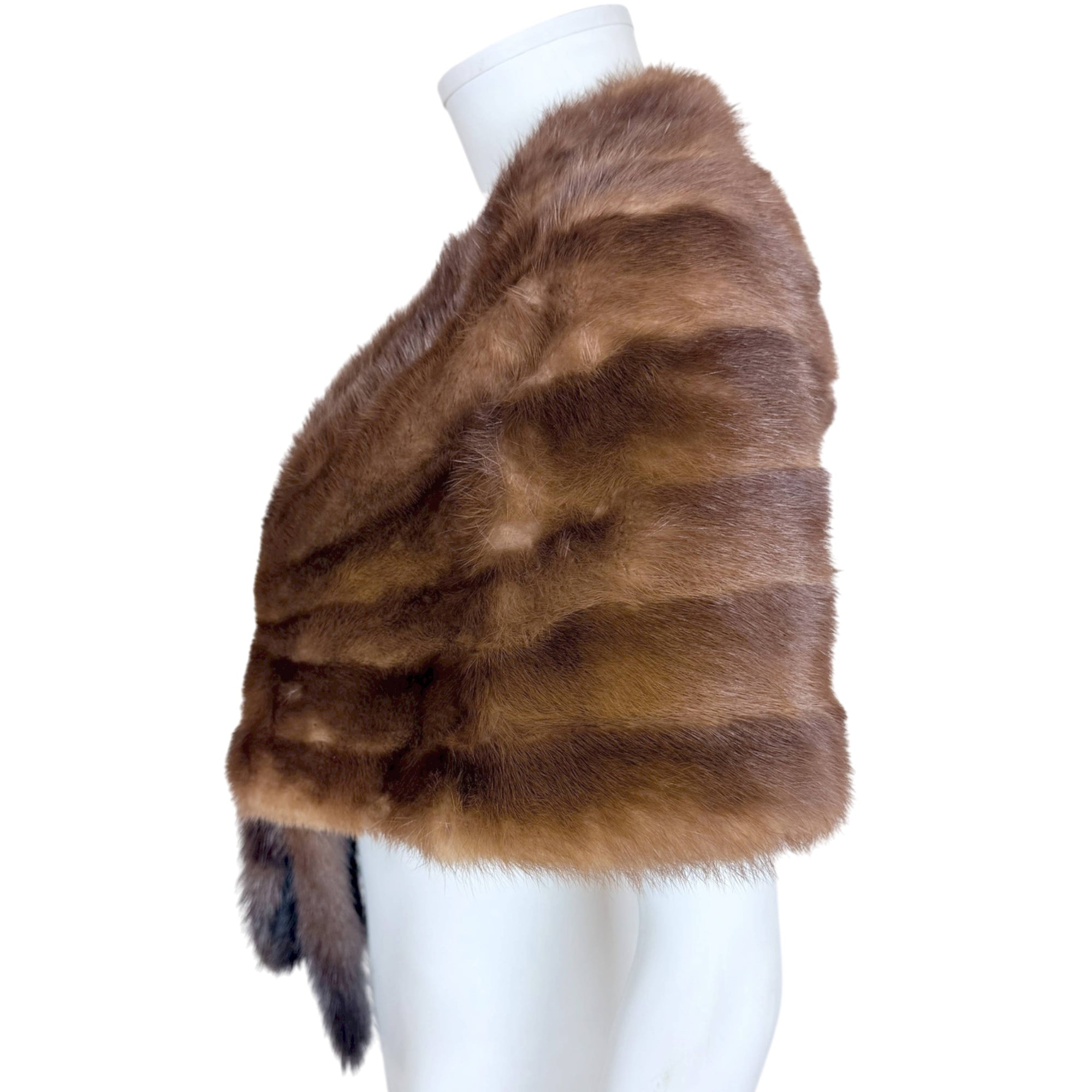 Vintage 1940s Mink Fur Stole with Decorative Tails