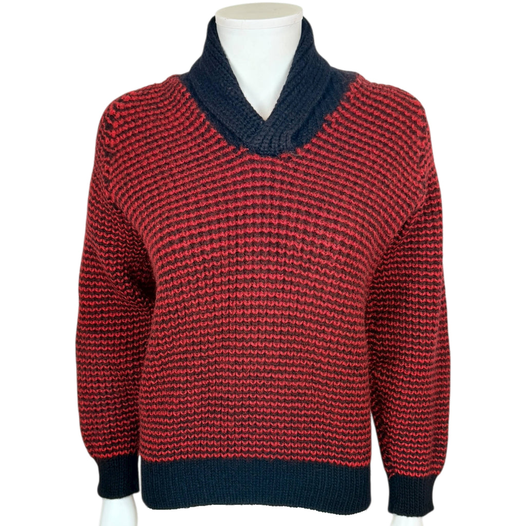 Vintage 1960s Pullover Sweater Hand Knit Wool with Raglan Sleeves Made in Canada Size S