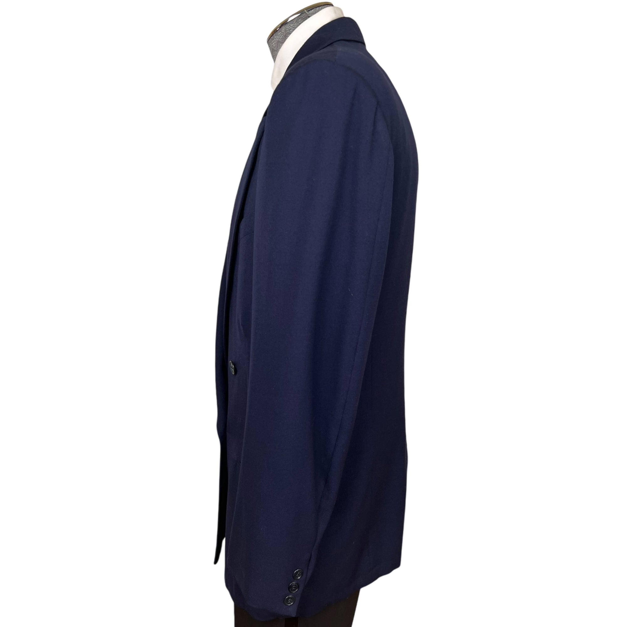 Vintage 1940s Mens Suit Jacket Blue Wool Worsted Tailored