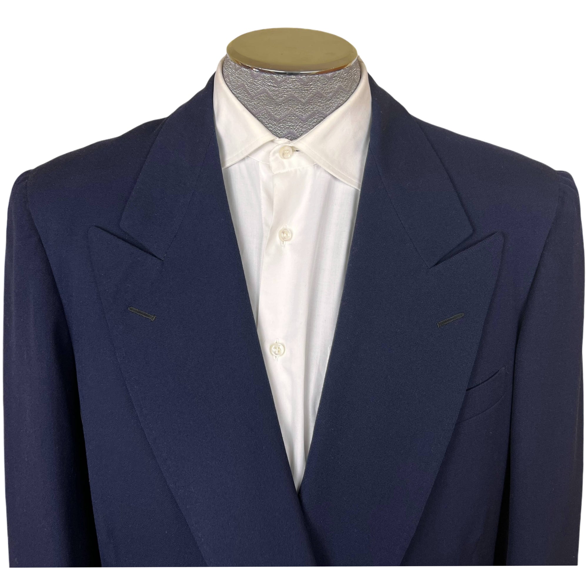 Vintage 1940s Mens Suit Jacket Blue Wool Worsted Tailored