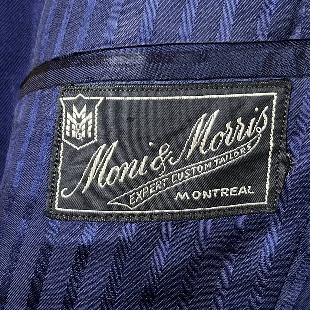 Vintage 1940s Mens Suit Jacket Blue Wool Worsted Tailored