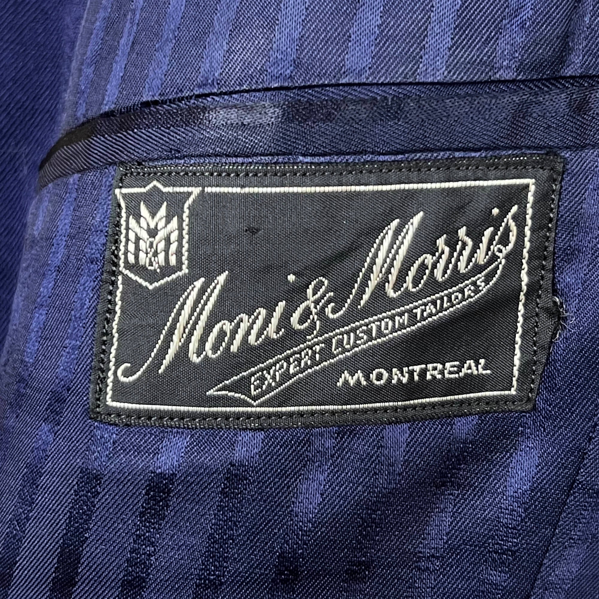 Vintage 1940s Mens Suit Jacket Blue Wool Worsted Tailored