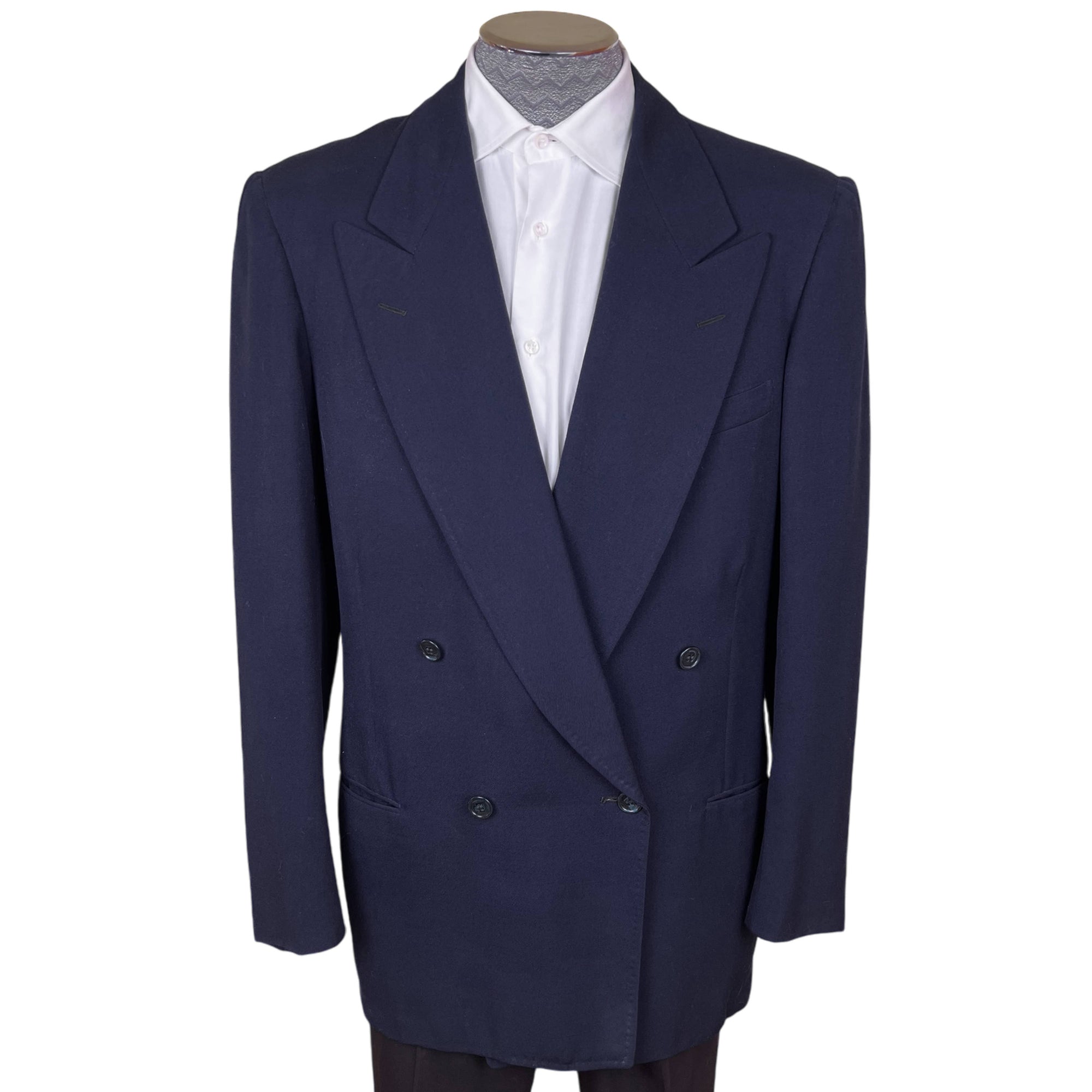 Vintage 1940s Mens Suit Jacket Blue Wool Worsted Tailored