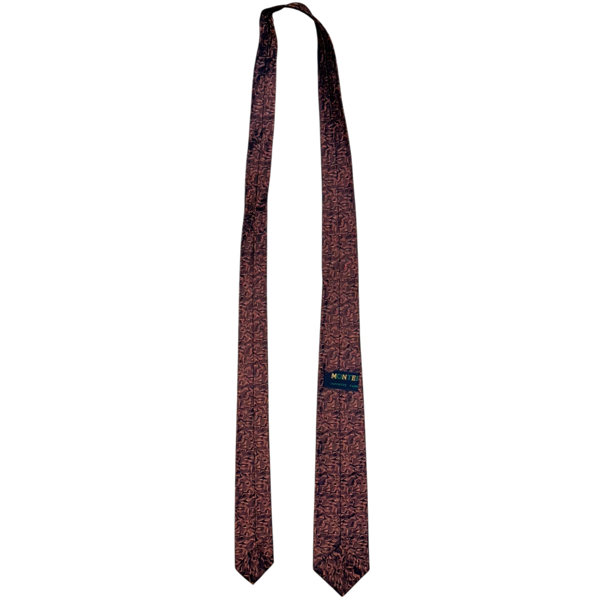 Vintage 1950s Slim Tie by Monteil Copper Brown Imported Fabric