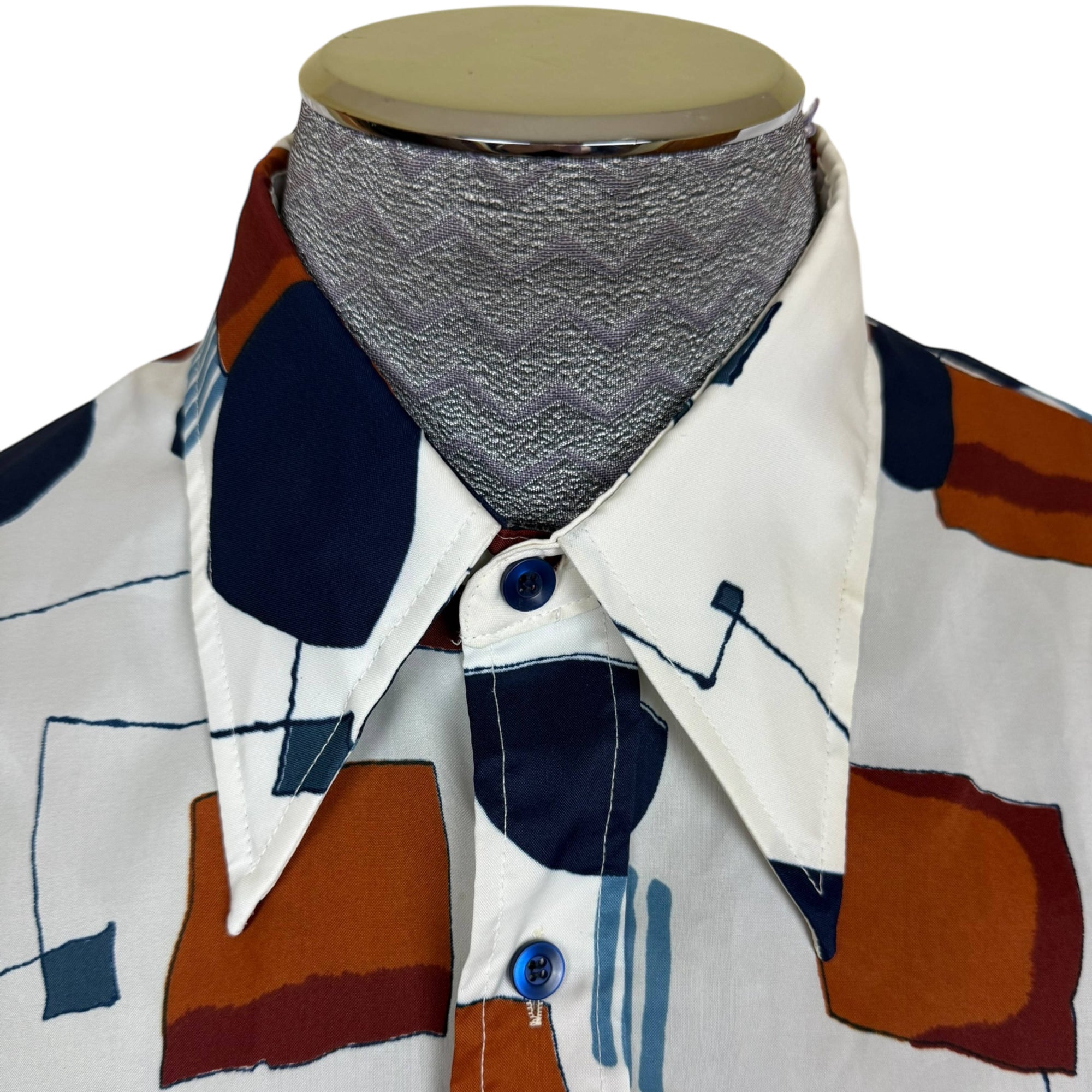 Vintage 1970s Disco Shirt Abstract Geometric Pattern Montgomery Ward Size XL