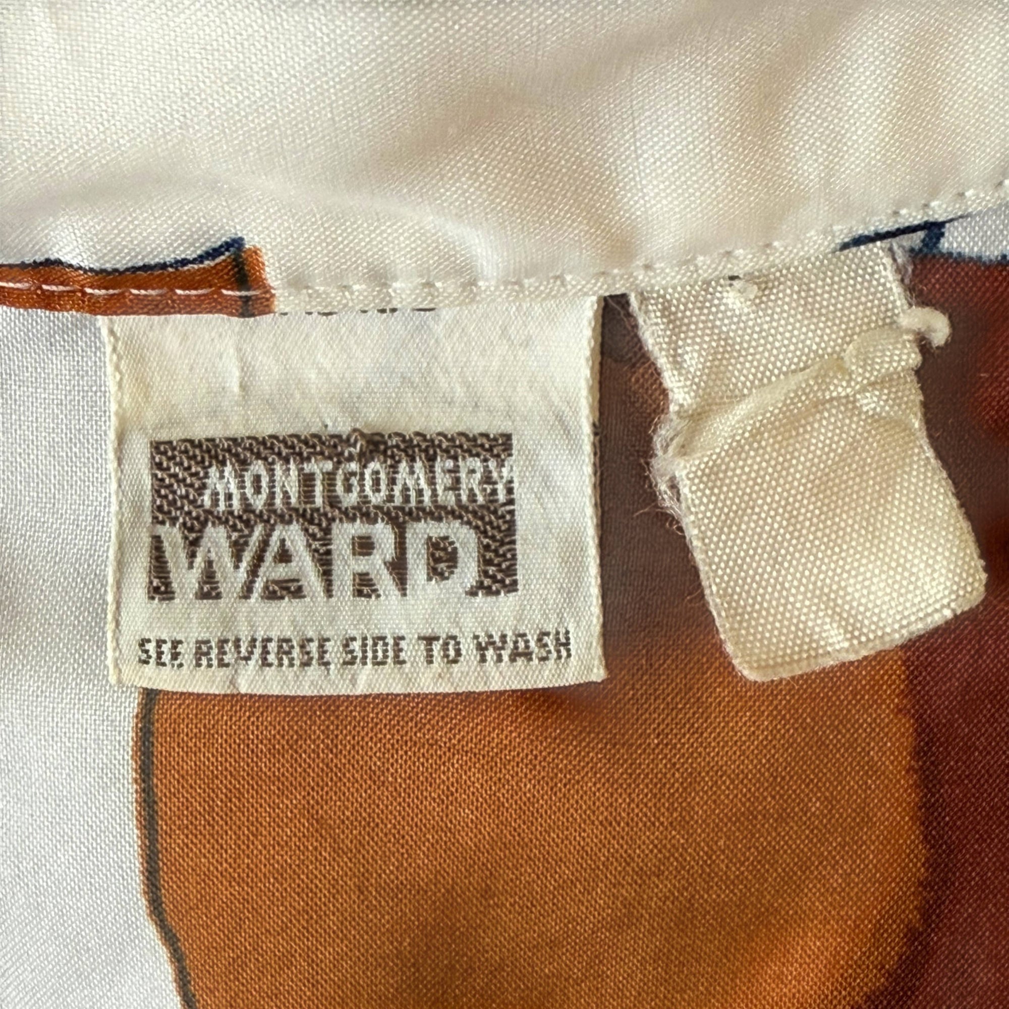 Vintage 1970s Disco Shirt Abstract Geometric Pattern Montgomery Ward Size XL