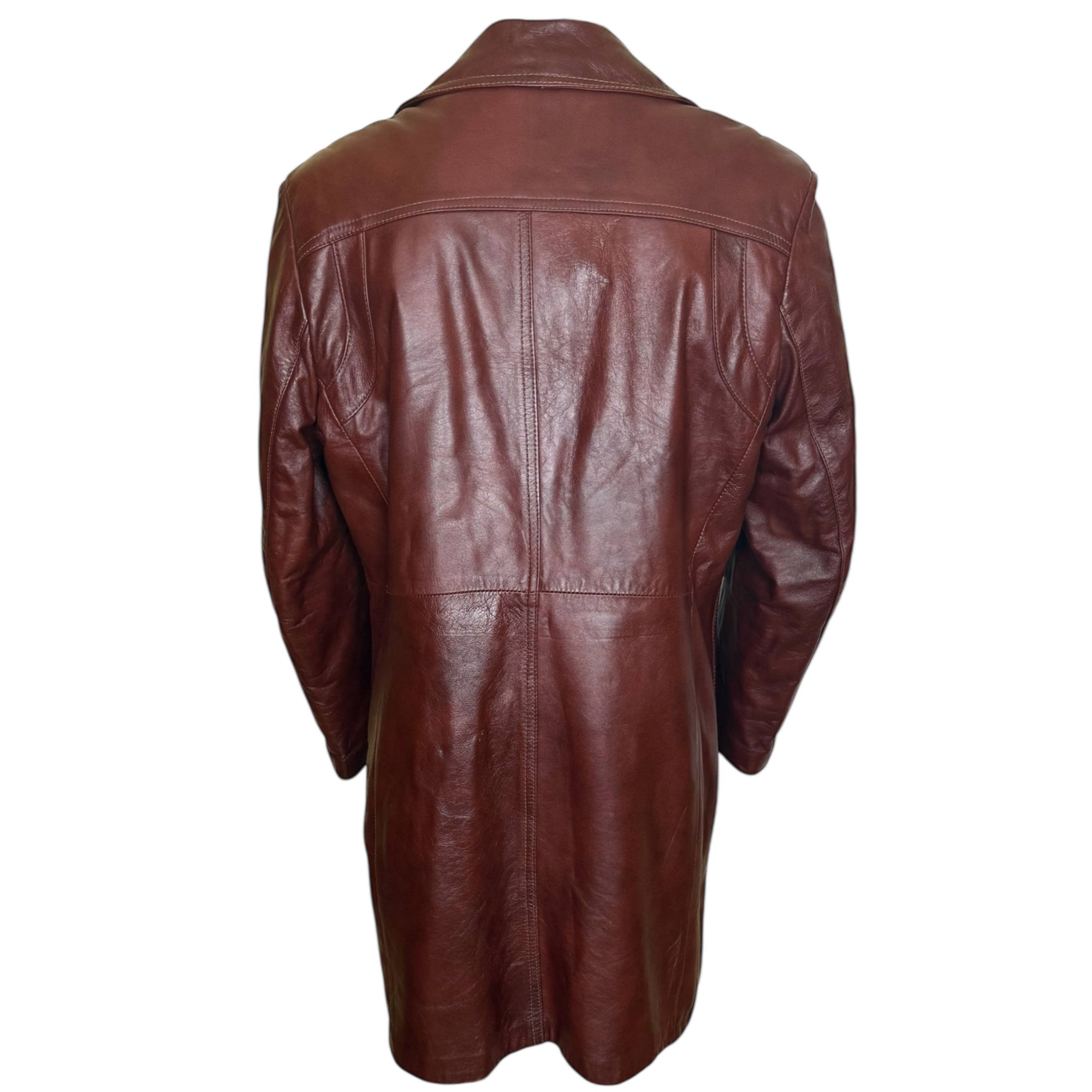 Vintage 60s 70s Leather Coat with Quilted Lining Men’s Size M L