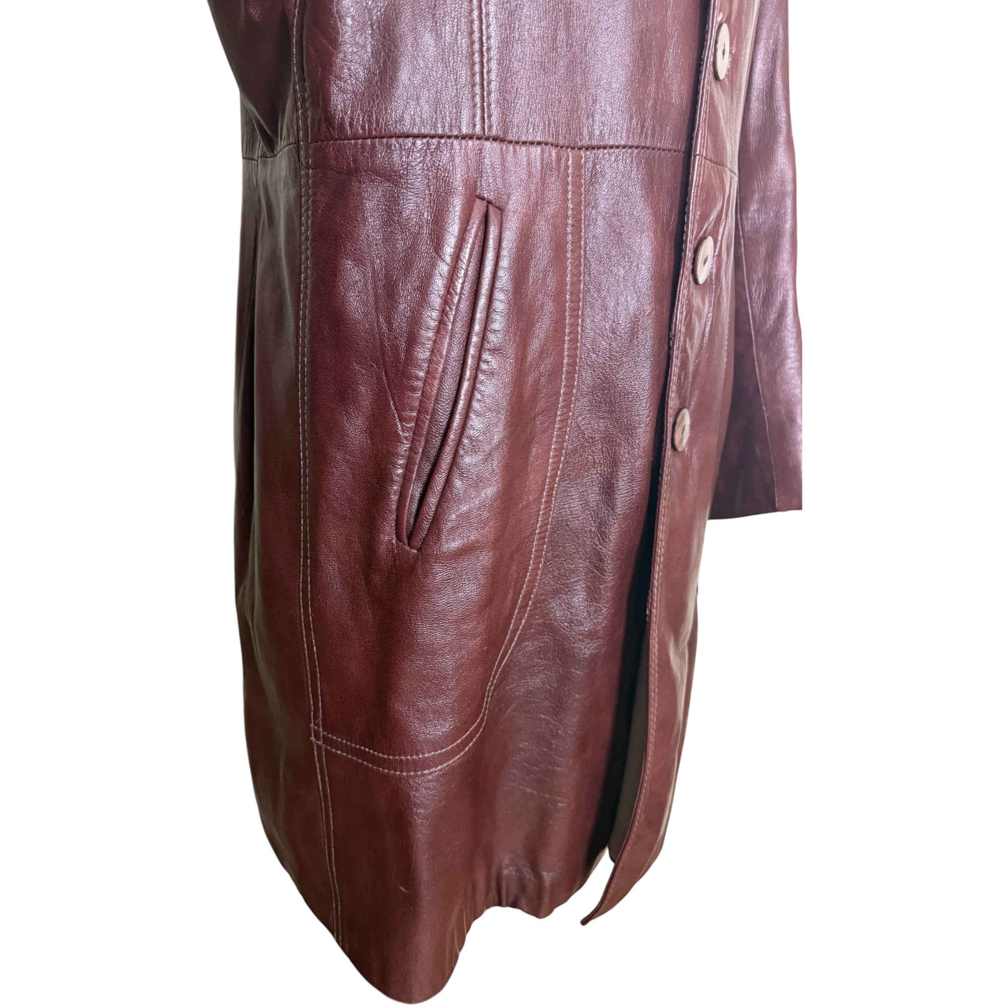 Vintage 60s 70s Leather Coat with Quilted Lining Men’s Size M L