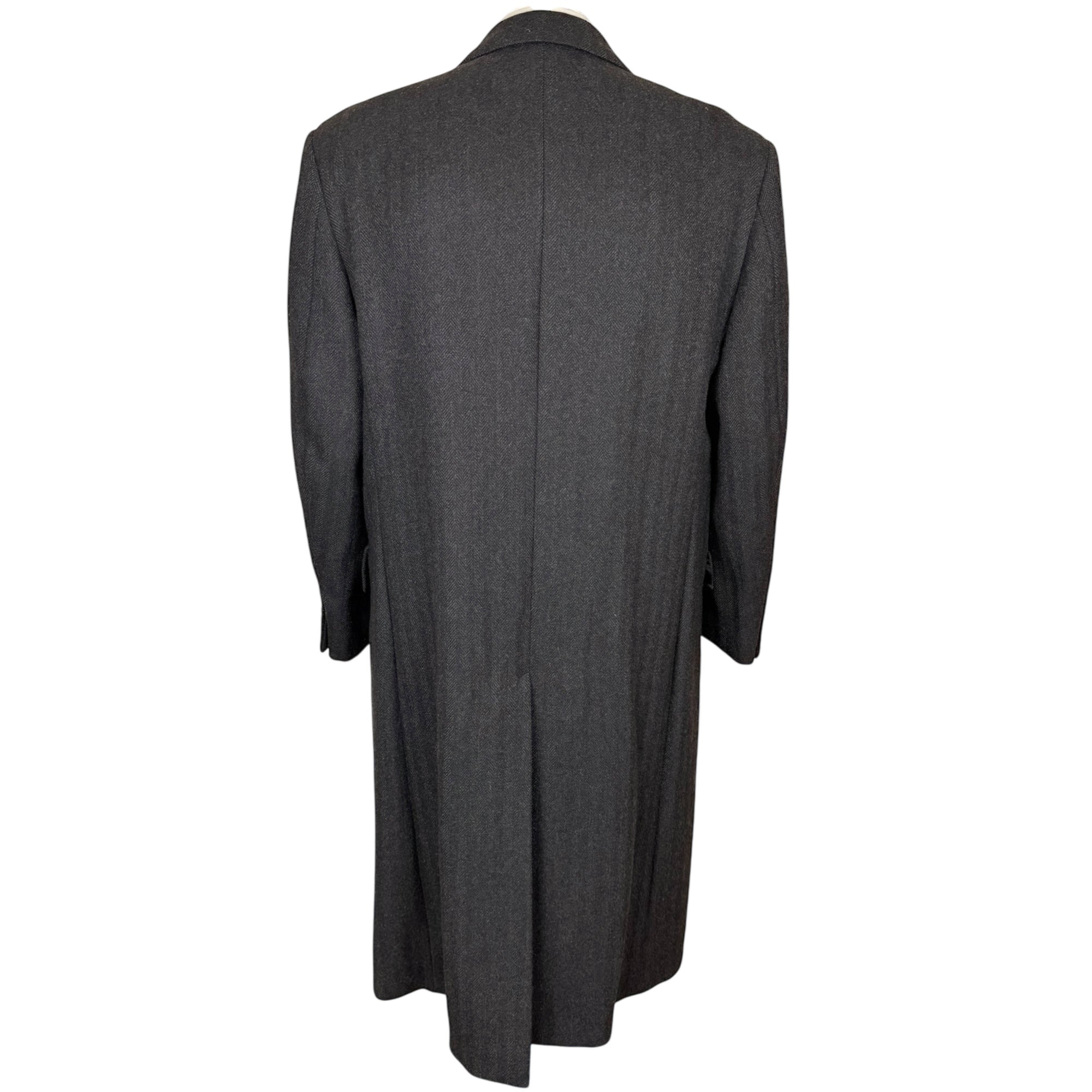 1980s Vintage Men’s Overcoat Wool Herringbone Size 40 Short