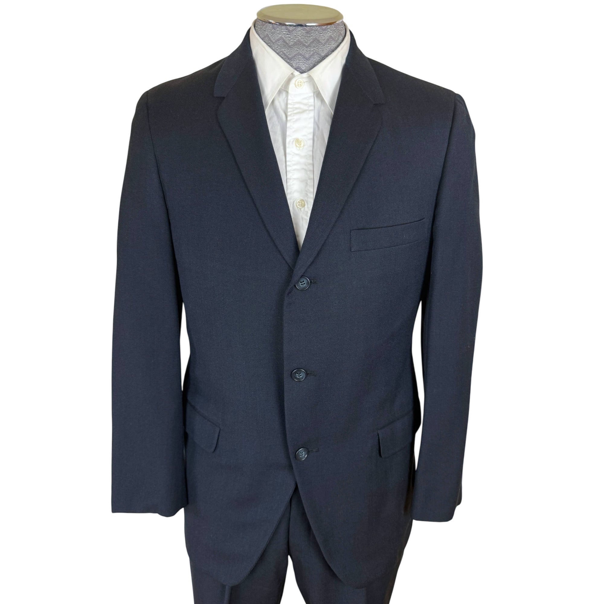 Vintage 1950s Men’s Suit Subtle Navy Blue Wool Morgan’s Montreal Size M