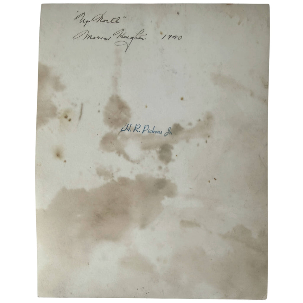 Reverse of 1940 Morin Heights skiing photograph with handwritten inscription