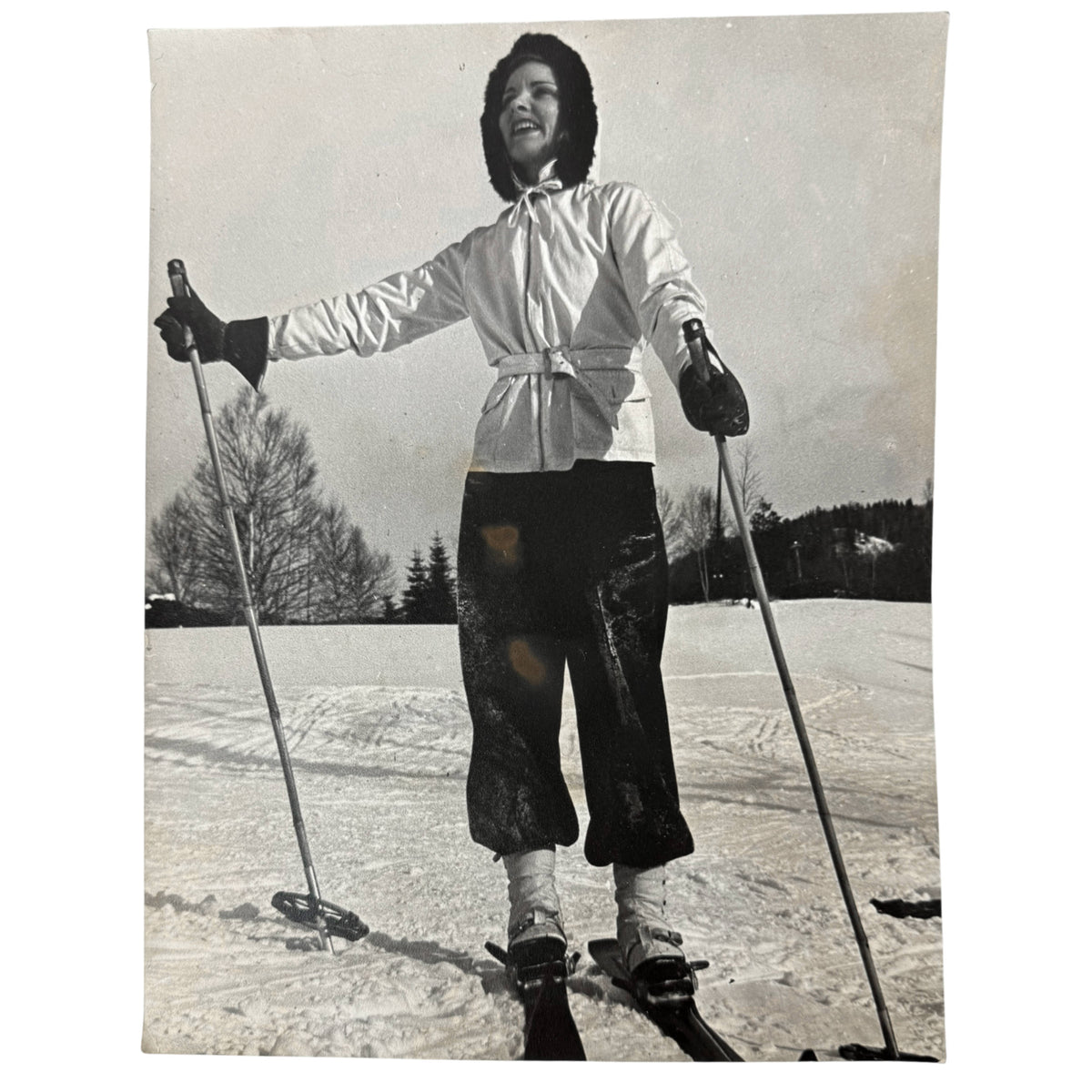 Original 1940 photograph of woman skiing at Morin Heights Quebec