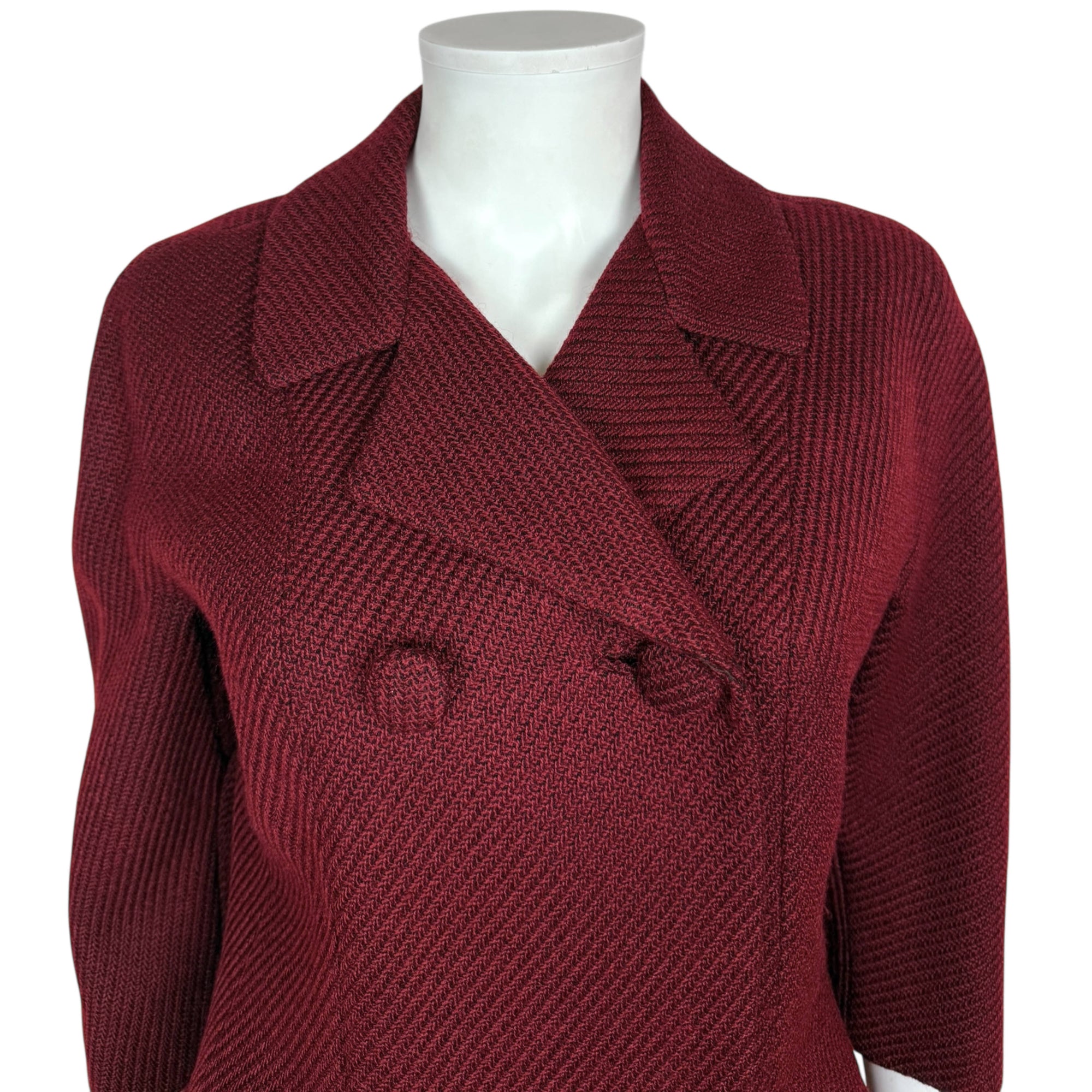 Vintage 1950s Skirt Suit Maroon Wool Morlaine Montreal Small