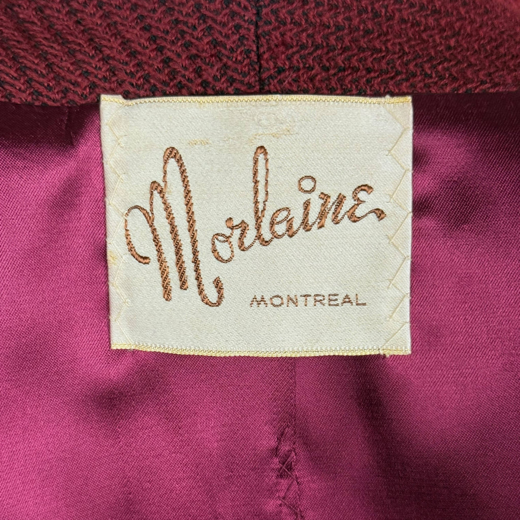 Vintage 1950s Skirt Suit Maroon Wool Morlaine Montreal Small
