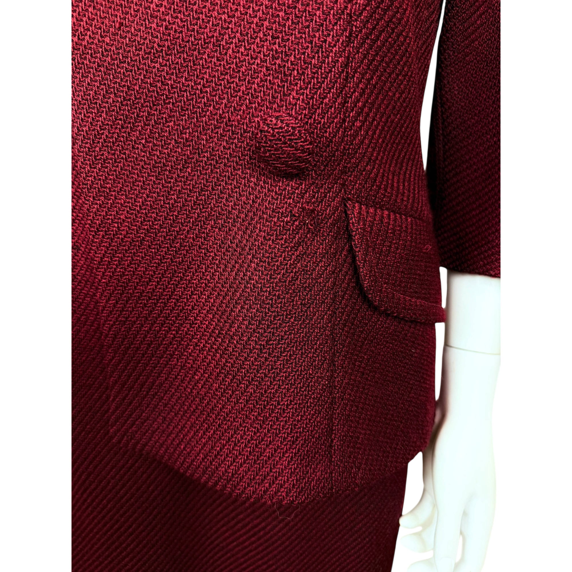 Vintage 1950s Skirt Suit Maroon Wool Morlaine Montreal Small