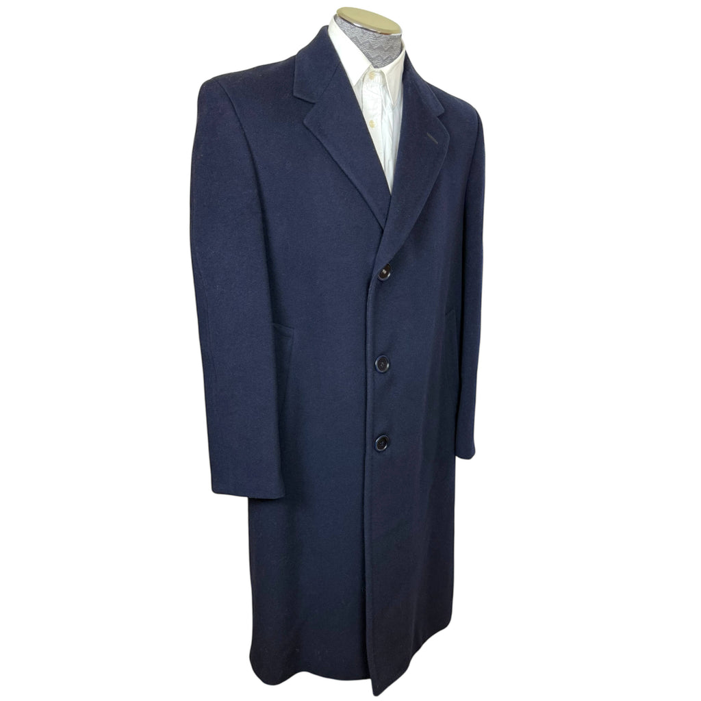 Vintage 1950s Blue Wool Overcoat Mens Size M Morris Clothing