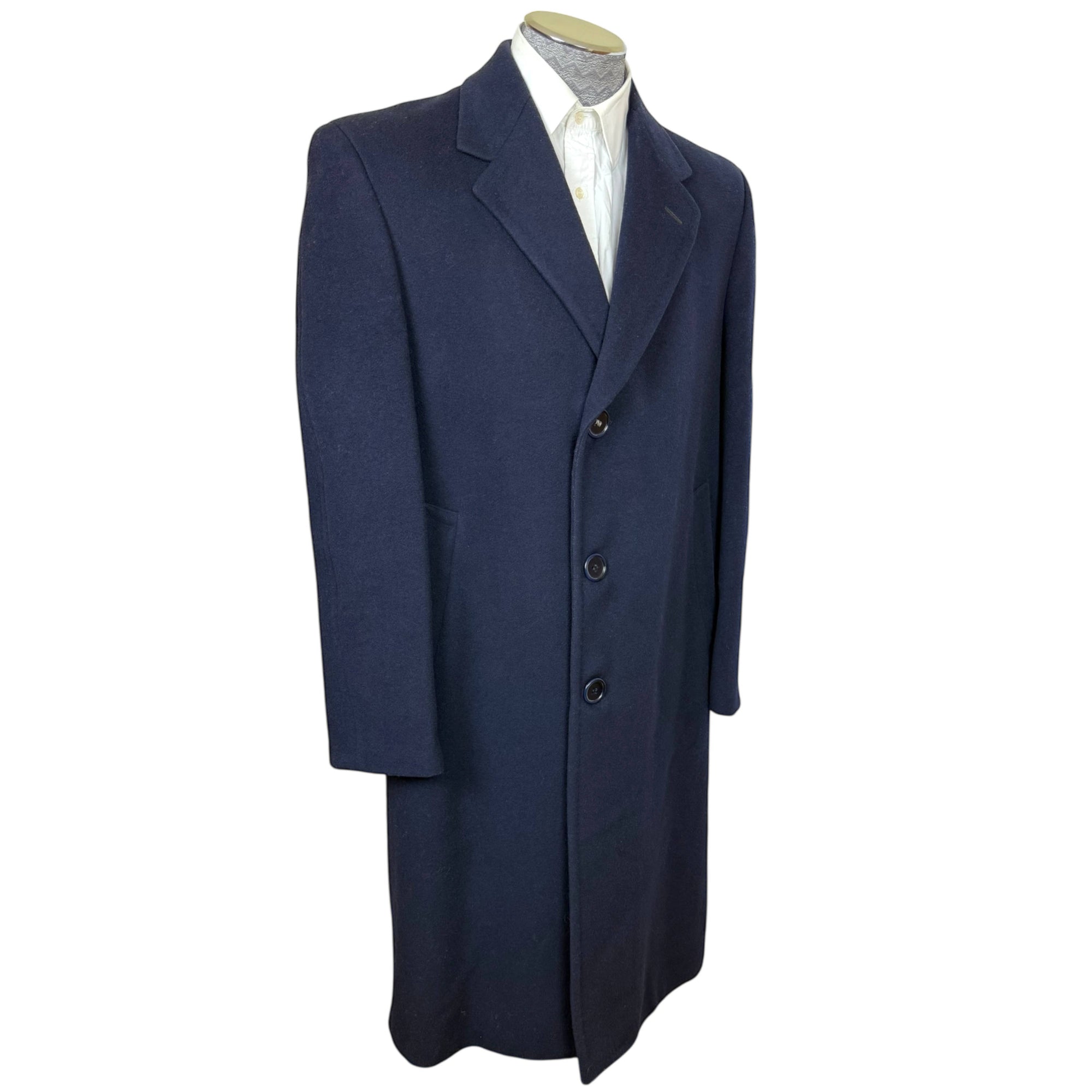 Vintage 1950s Blue Wool Overcoat Mens Size M Morris Clothing