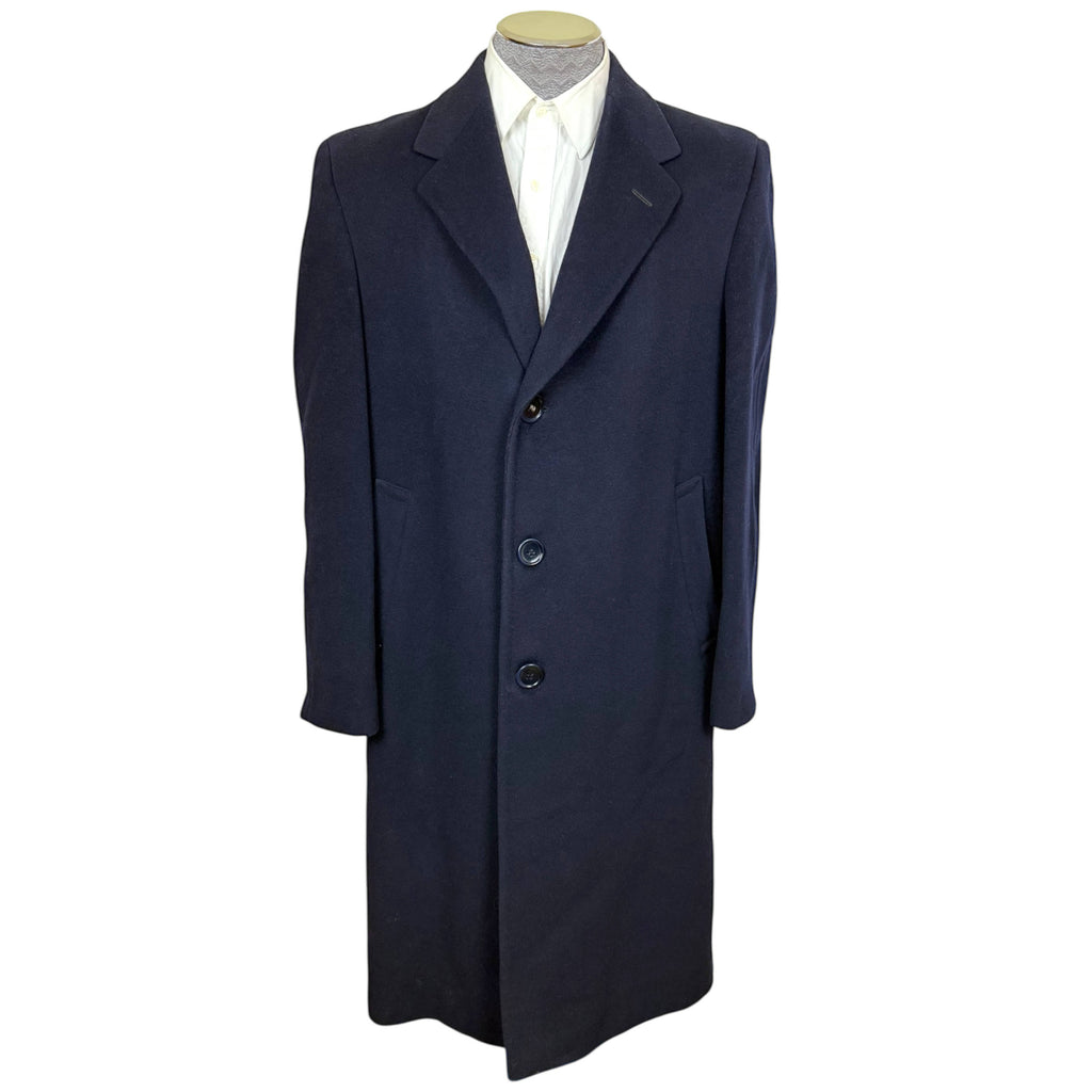 Vintage 1950s Blue Wool Overcoat Mens Size M Morris Clothing