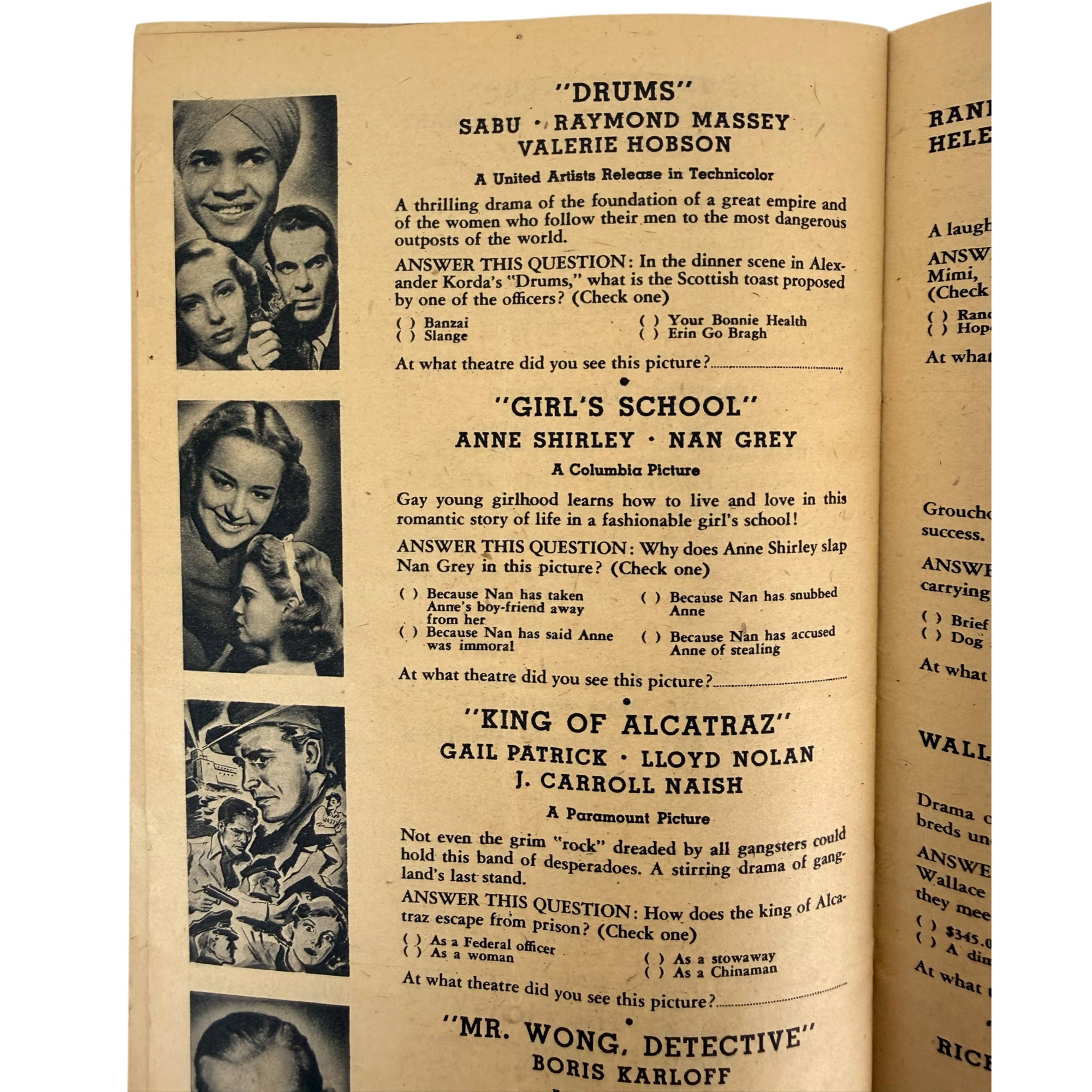 Sabu drums and other classic Hollywood films quiz booklet

