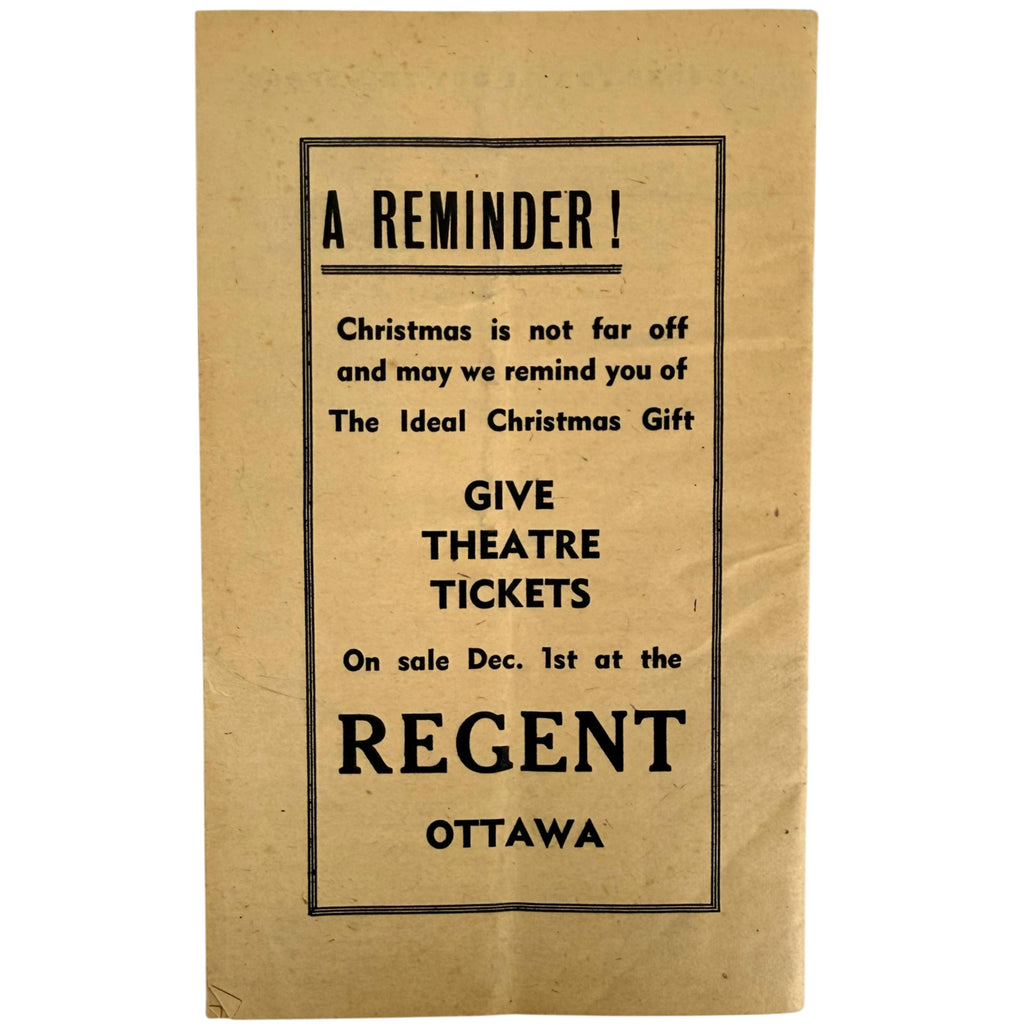 Regent Theatre Ottawa movie contest booklet