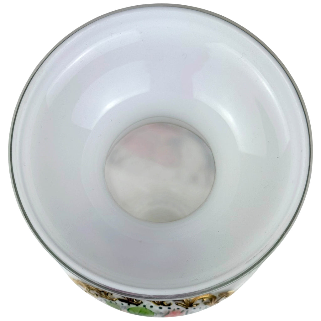 Interior of white cased Bohemian glass vase