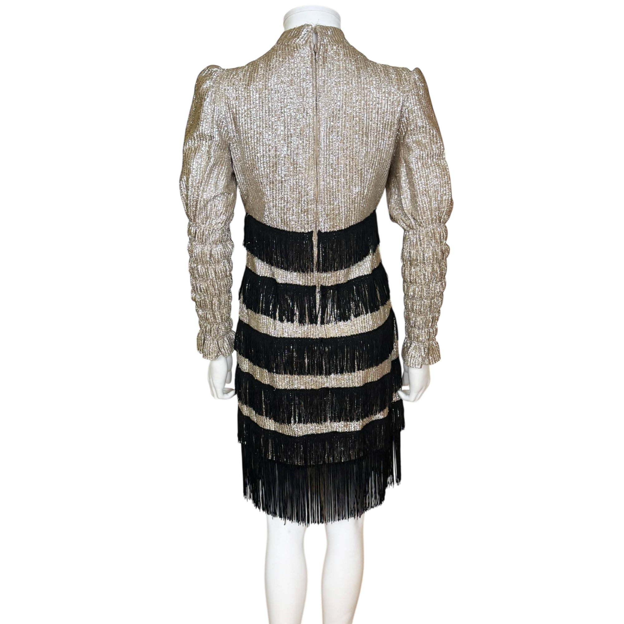 Vintage 1960s Metallic Dress with Fringe Dolly Rocker Mod Glam Size M –  Poppy's Vintage Clothing