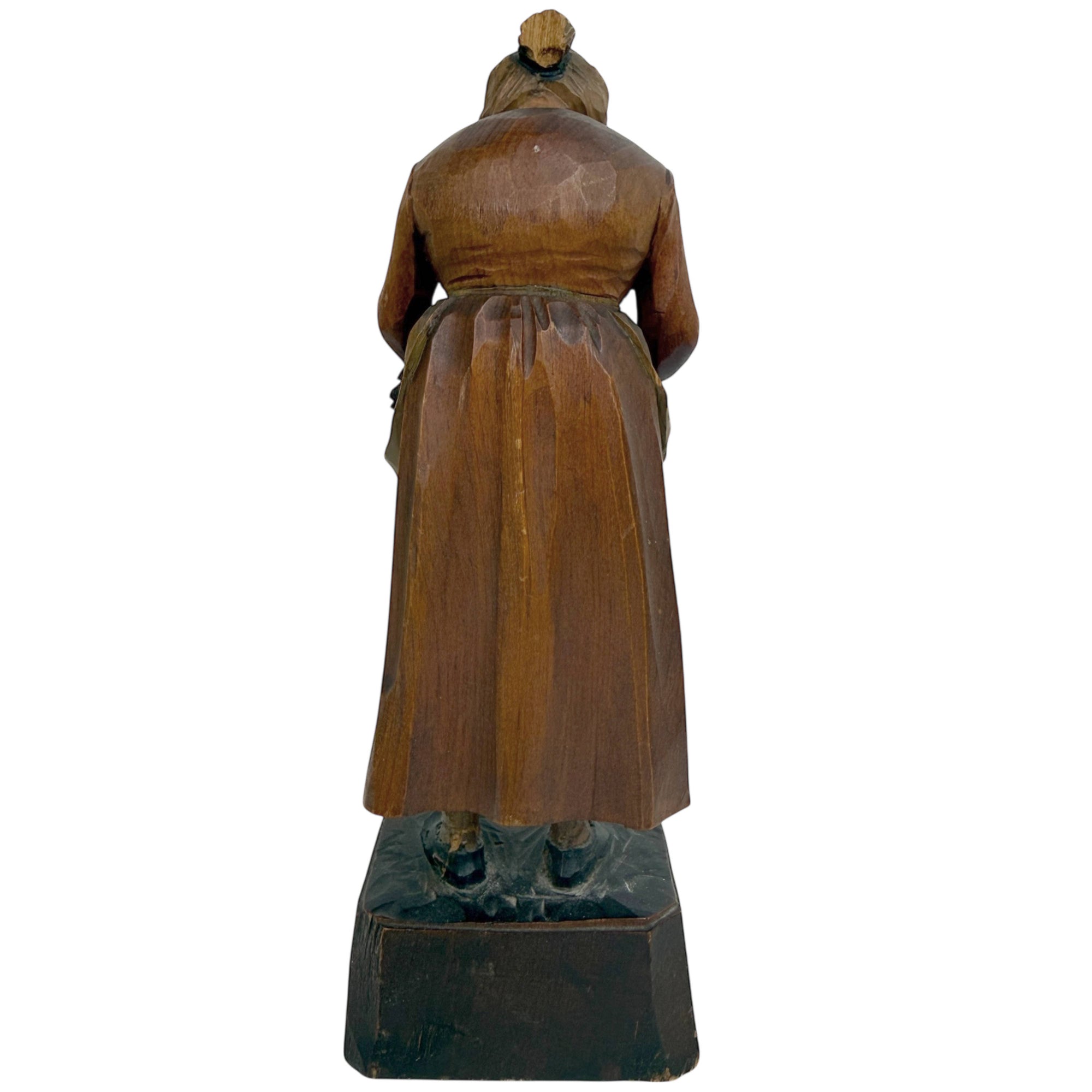 1928 Charlevoix Quebec Folk Art Wood Carving – Murray Bay Flat Plane Figure with Hen