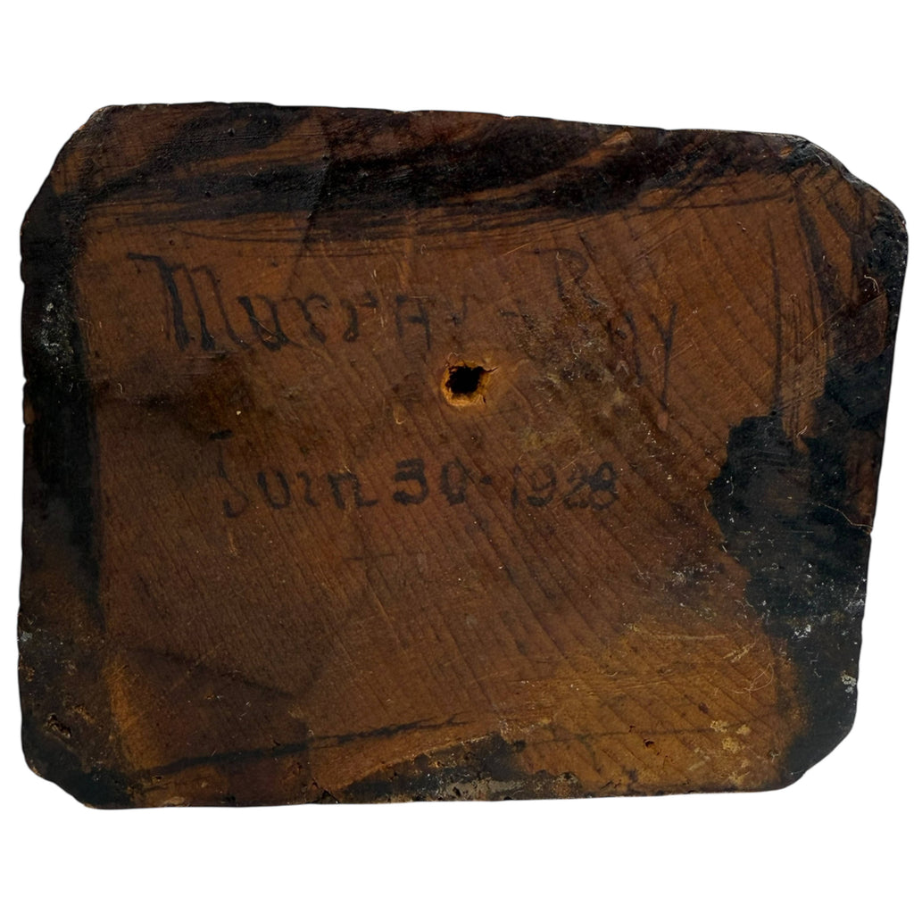 1928 Charlevoix Quebec Folk Art Wood Carving – Murray Bay Flat Plane Figure with Hen