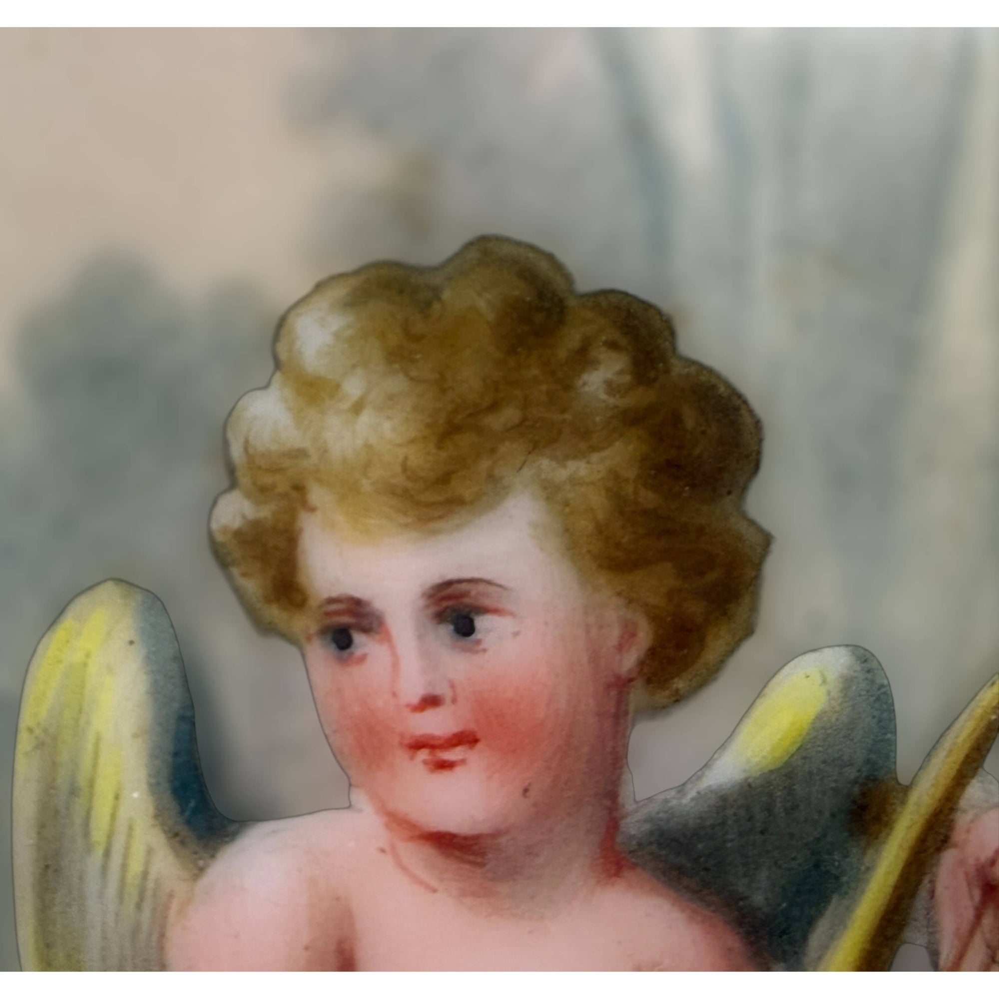 Antique Royal Vienna Porcelain Plate Hand Painted Muse with Cupid Beehive Mark