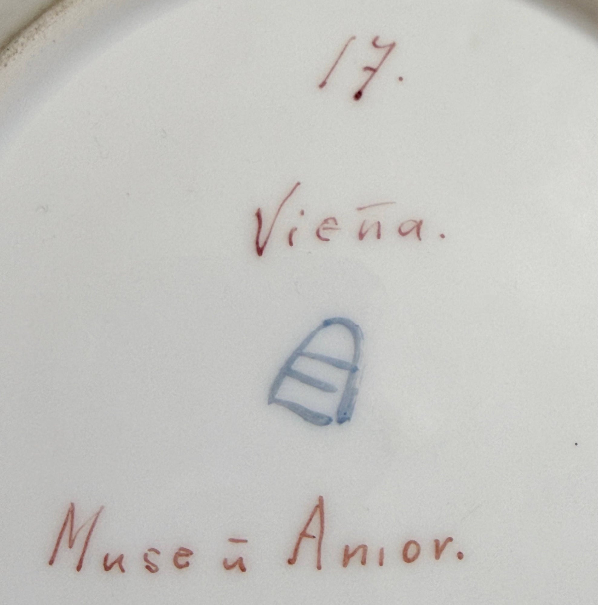 Antique Royal Vienna Porcelain Plate Hand Painted Muse with Cupid Beehive Mark