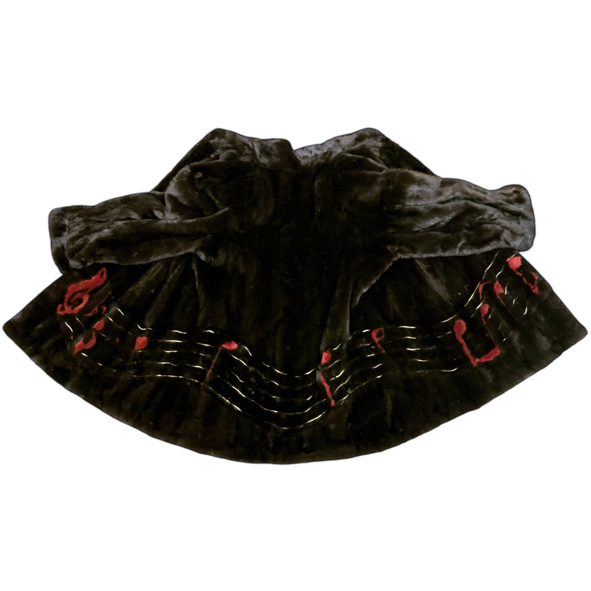 Designer Vintage Mink Coat with Red Dyed Music Notes