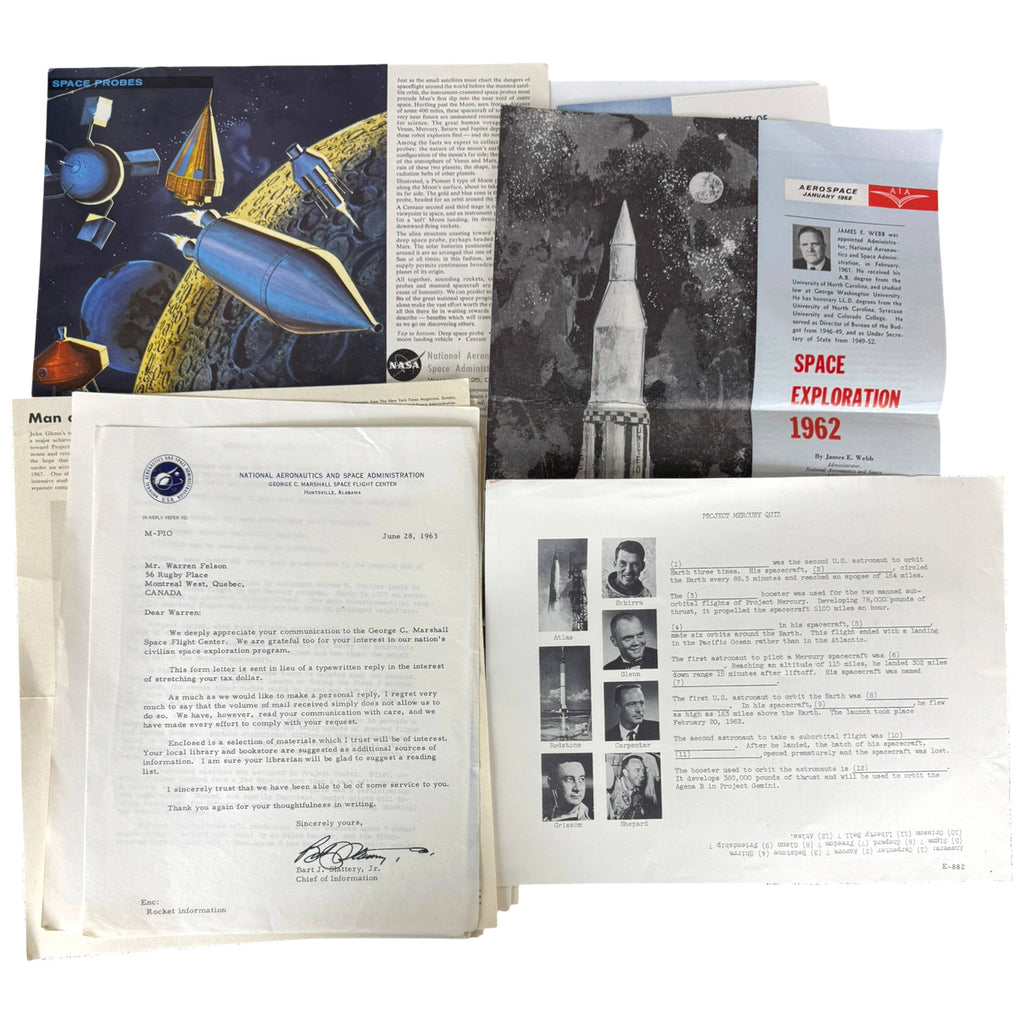 Vintage NASA space program ephemera collection 1961–1963 Mercury Apollo Gemini