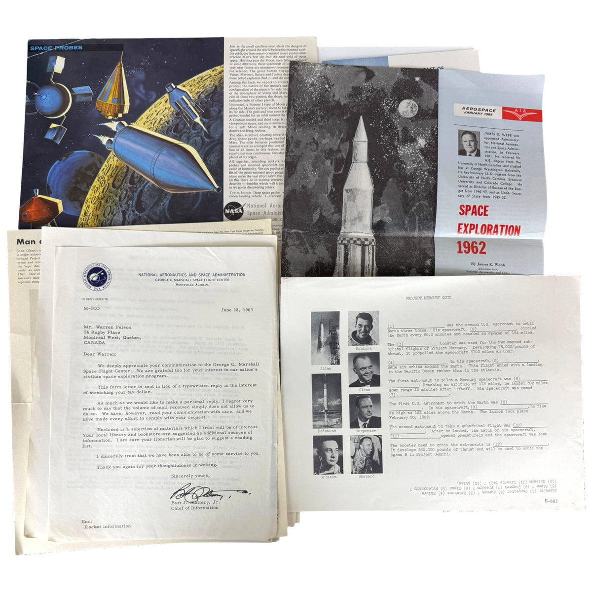 Vintage NASA space program ephemera collection 1961–1963 Mercury Apollo Gemini
