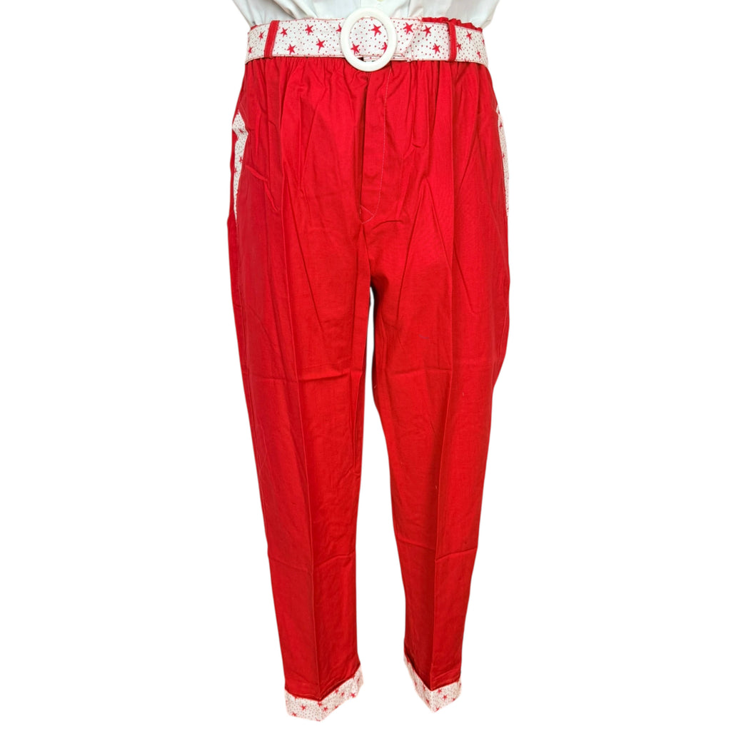 Vintage 1980s New Wave Suit Red Cotton Designers by Cheers