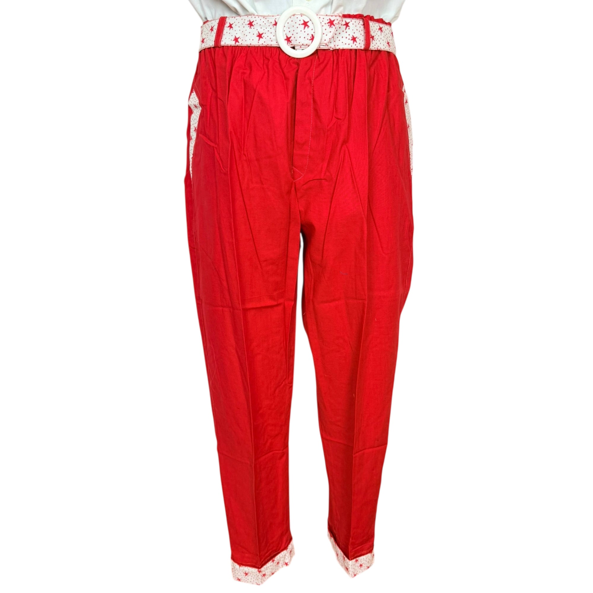 Vintage 1980s New Wave Suit Red Cotton Designers by Cheers