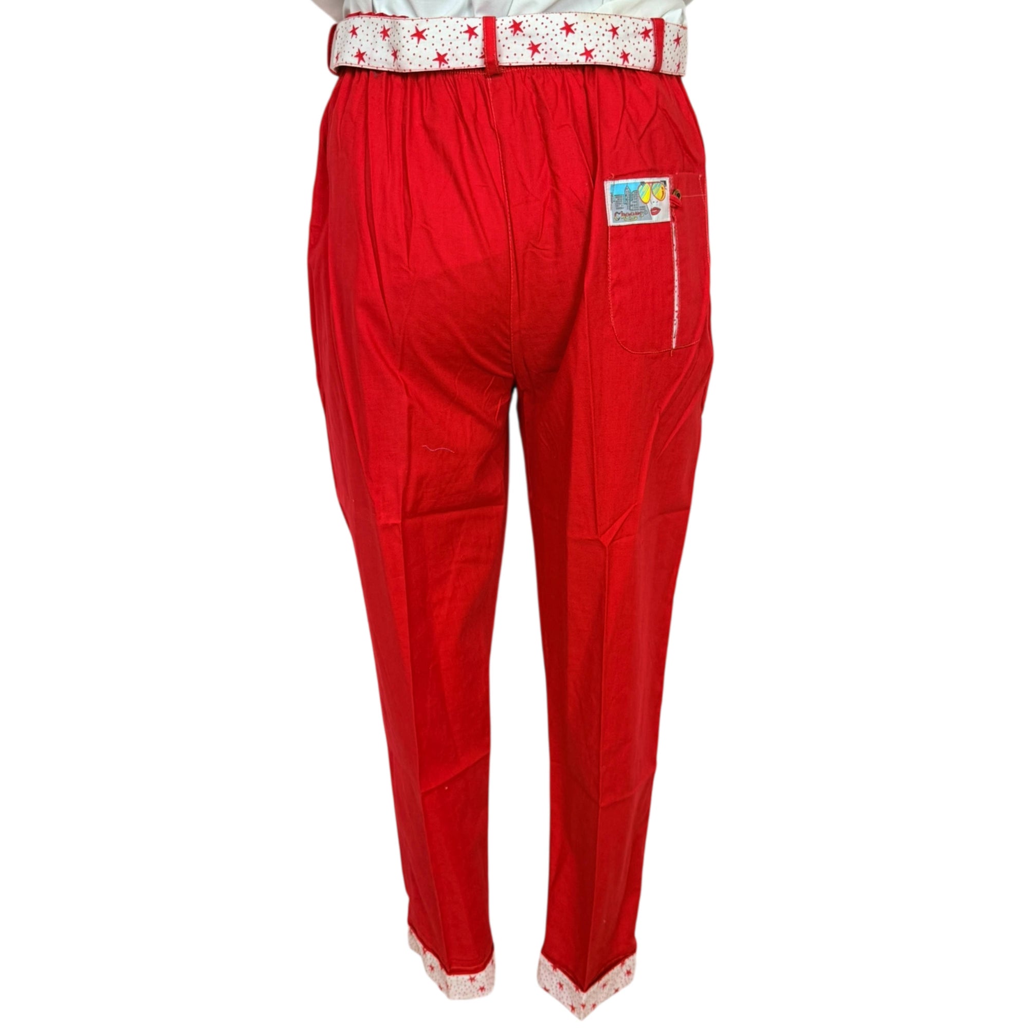 Vintage 1980s New Wave Suit Red Cotton Designers by Cheers