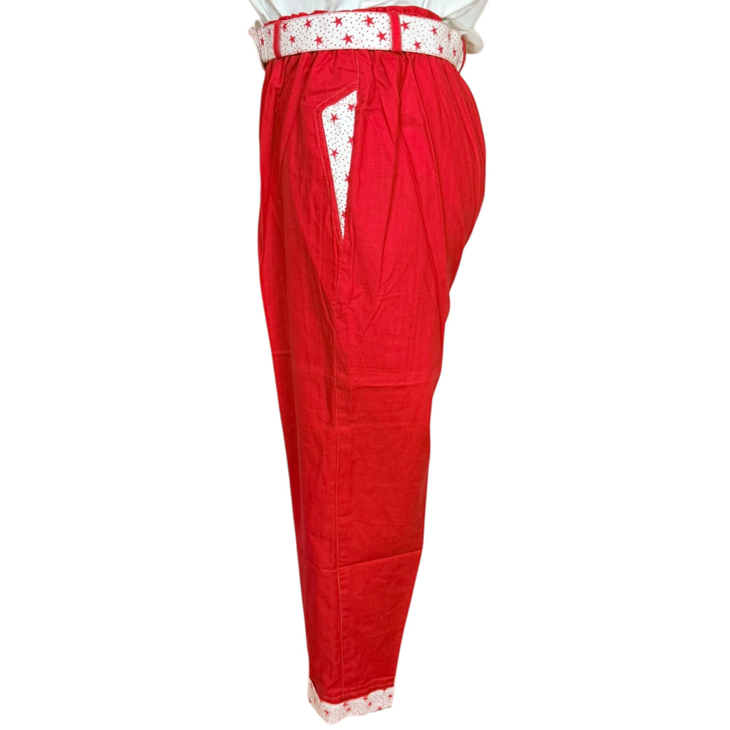 Vintage 1980s New Wave Suit Red Cotton Designers by Cheers