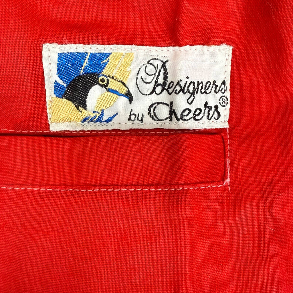 Vintage 1980s New Wave Suit Red Cotton Designers by Cheers