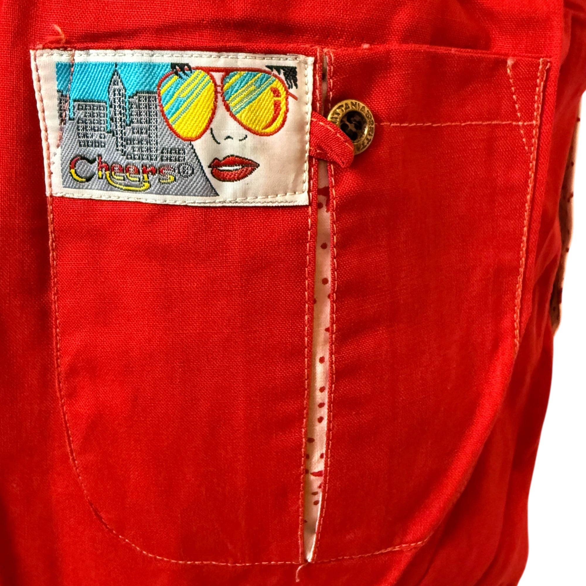 Vintage 1980s New Wave Suit Red Cotton Designers by Cheers