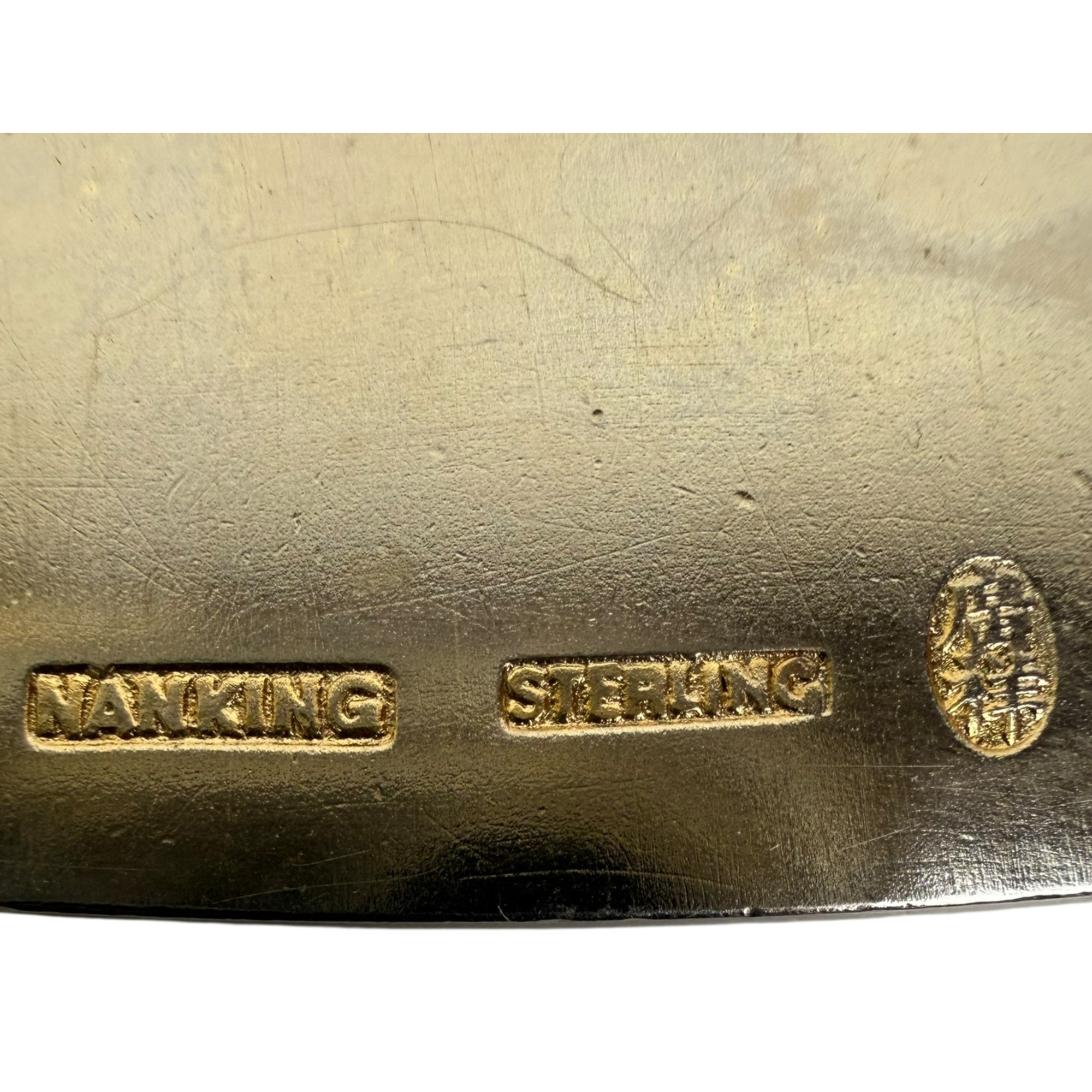 NANKING STERLING hallmark and Chinese character mark detail