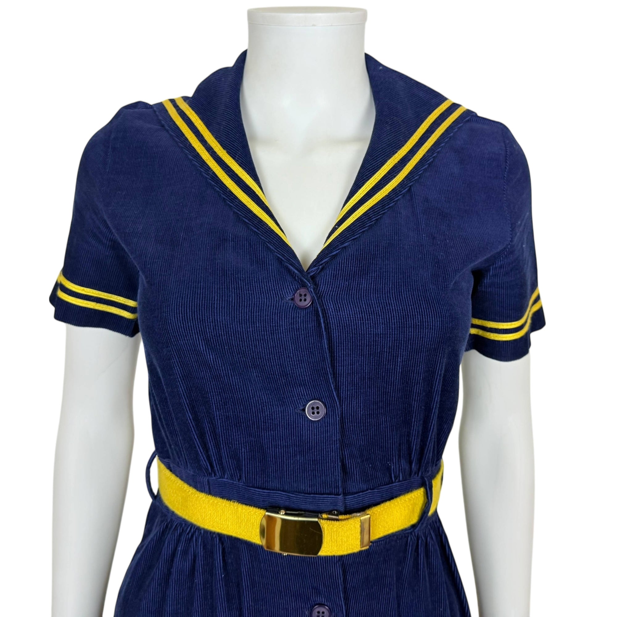 Vintage 1970s Nautical Dress Nathalie Originals Made in Canada Size S