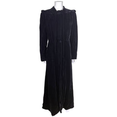 Vintage 1930s Opera Coat Black Silk Velvet Evening Wear M