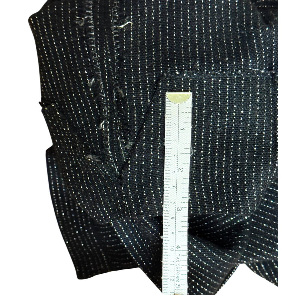 Vintage 1980s New Wave Suit Silver Striped Black Wool Size S 30” Waist