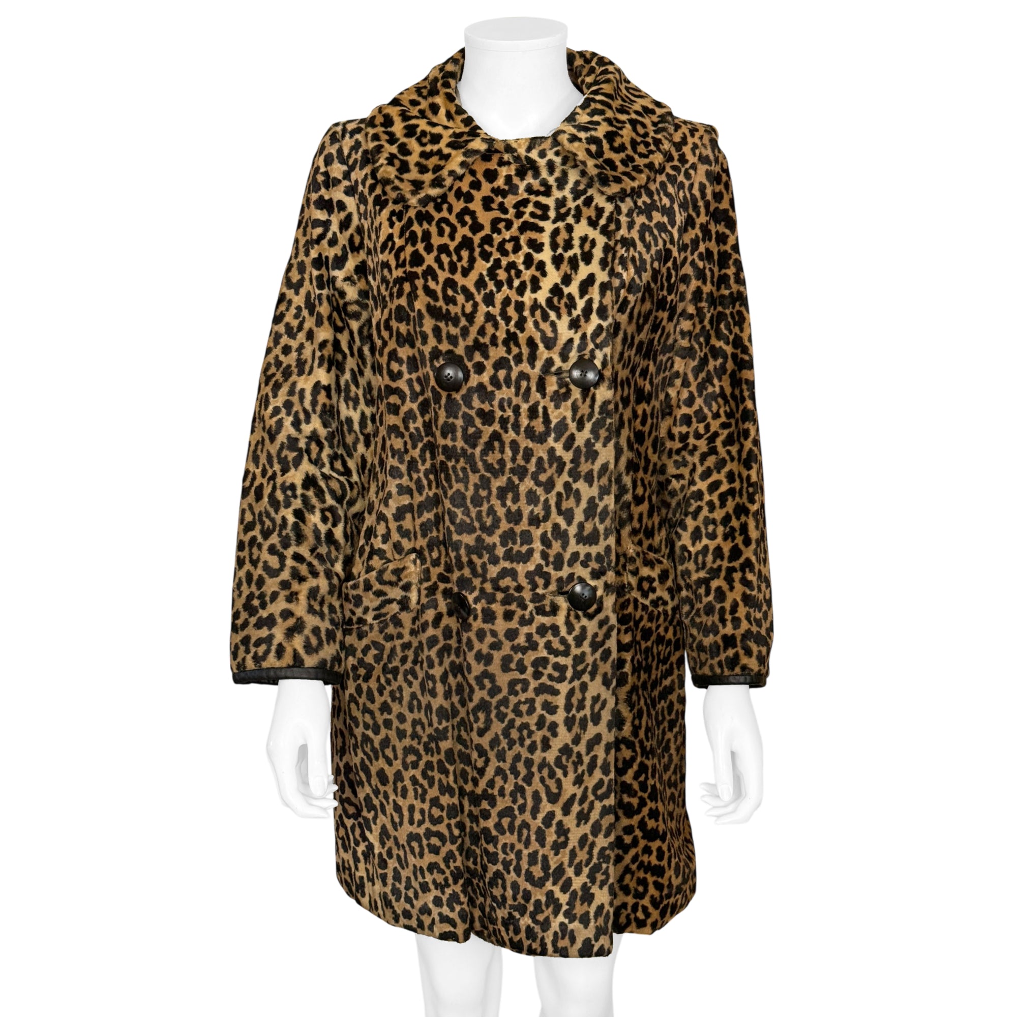 1960s leopard print coat by Niccolini with closed neckline