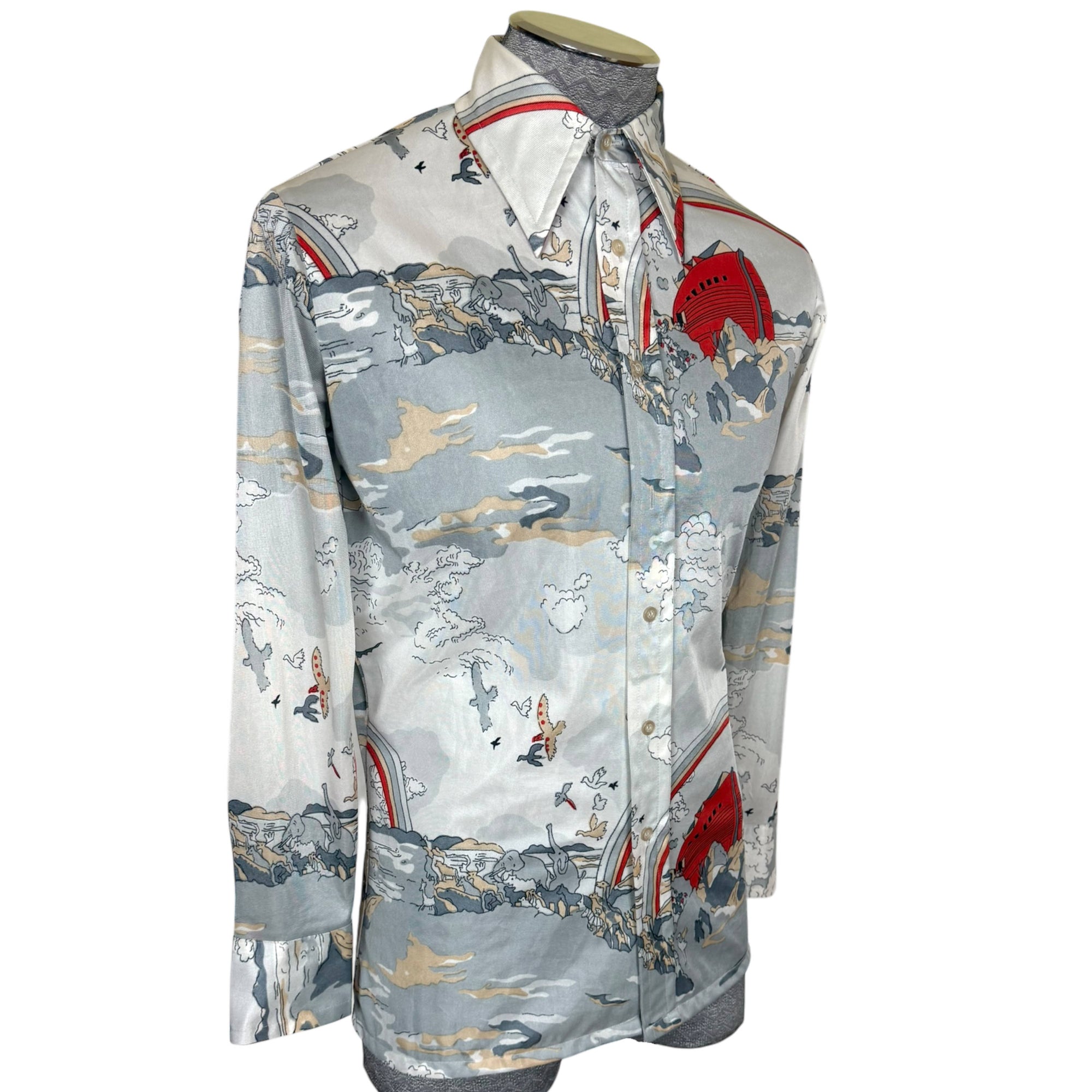 1970s Vintage Disco Shirt Noah’s Ark Novelty Print Size M