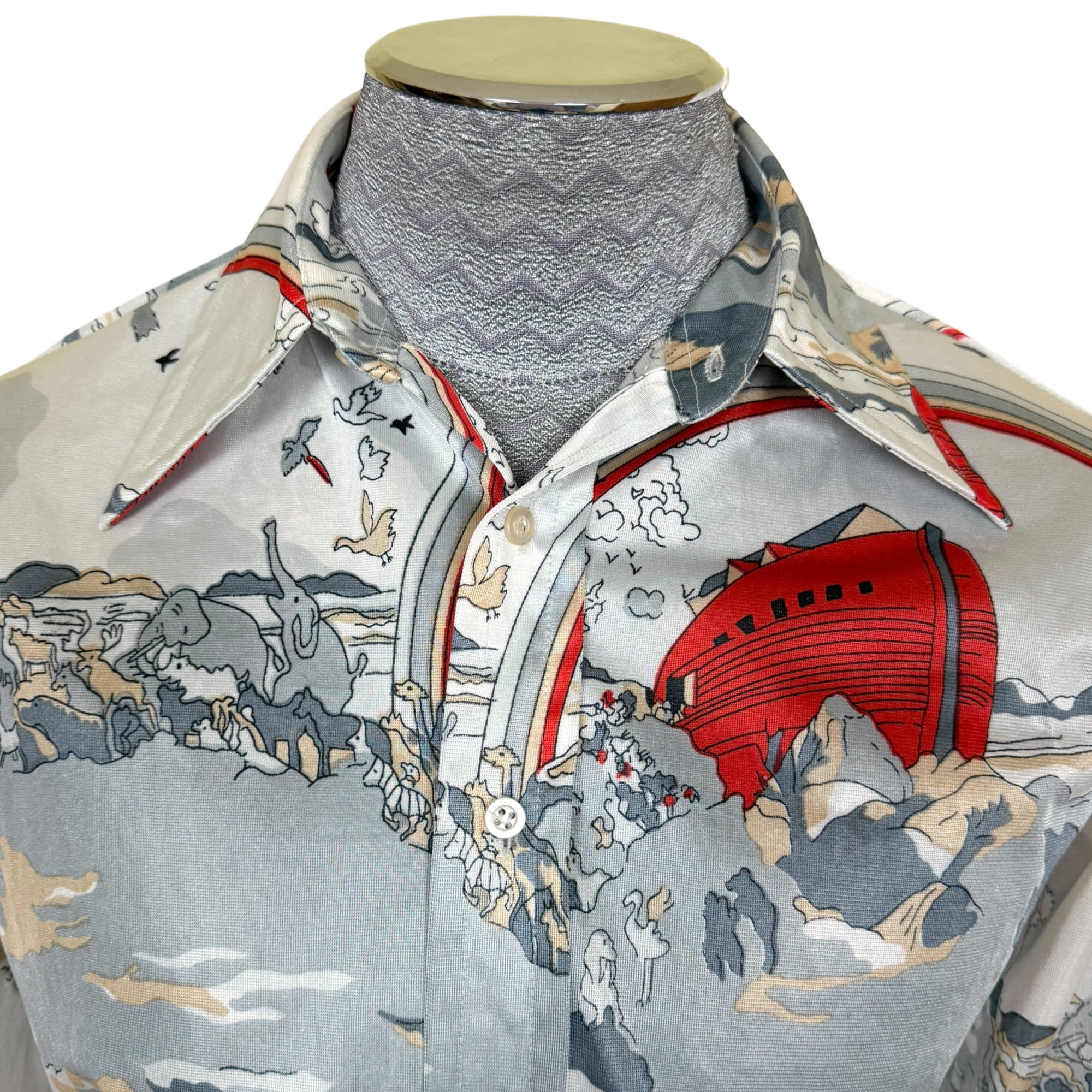 1970s Vintage Disco Shirt Noah’s Ark Novelty Print Size M