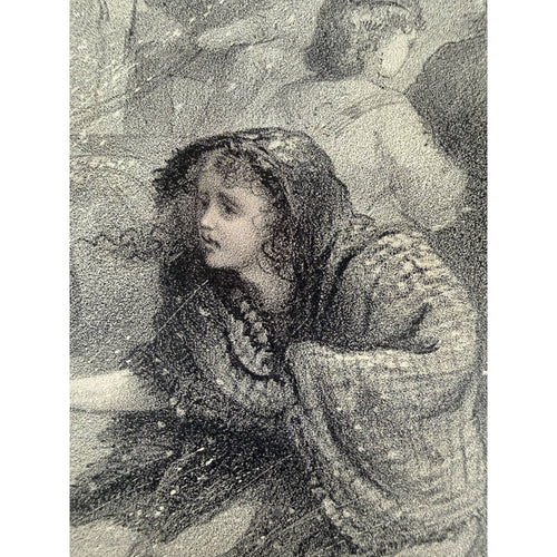 Close-up of the Victorian child and dog illustration by Joseph Edwin Baker