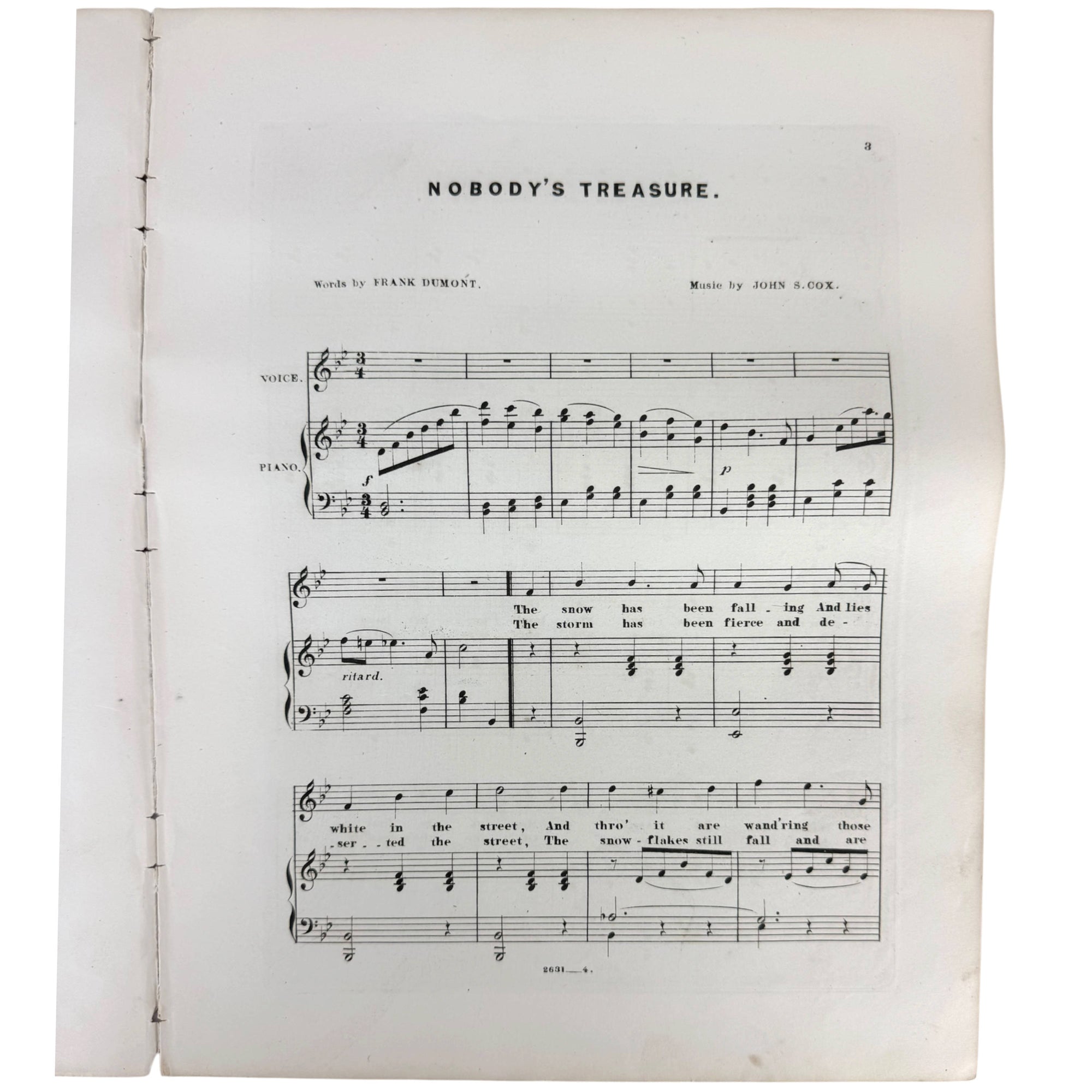 First page of the musical score for Nobody's Treasure